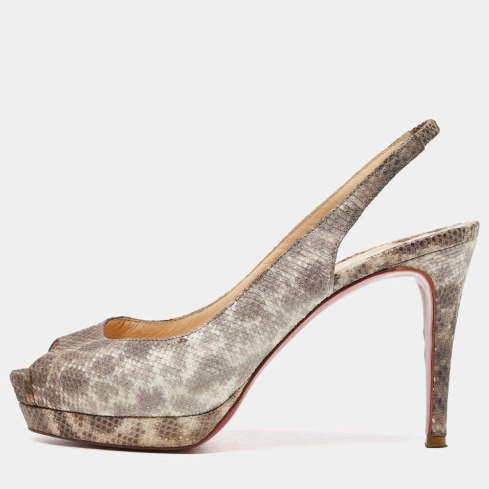 Christian Louboutin Python Embossed Slingback Heels